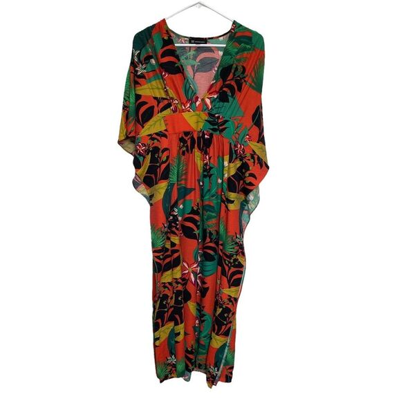 INC International Concepts Tropical Print Caftan Dress Kimono Sleeves Sz PS - Picture 5 of 12
